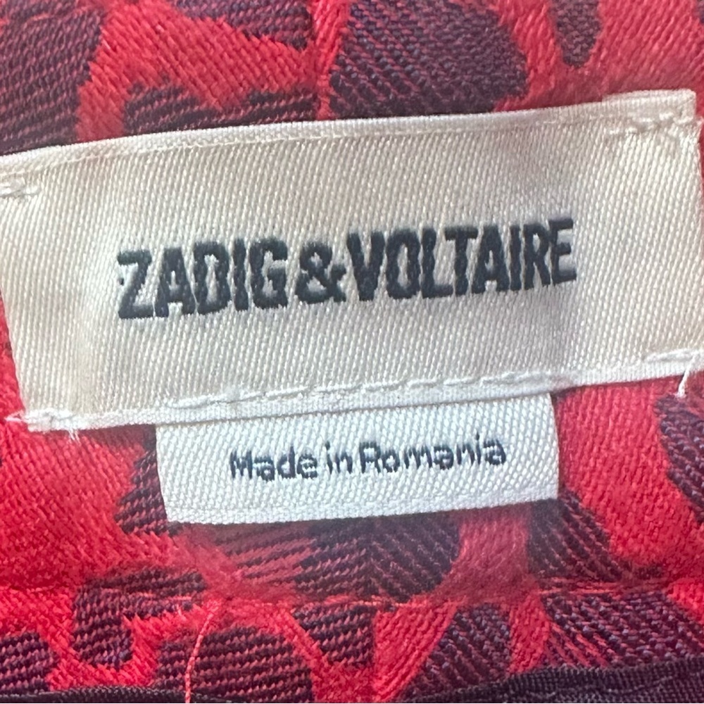 Zadig & Voltaire “Prune Jac Leo” Red/Black Leopard Jacquard Pants FR 34 / US 2 - Picture 7 of 9